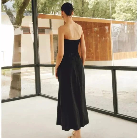 COMMENSE Linen Blends Basic Pockets Tube Long Dress. Size Medium. Black. - Picture 2 of 10